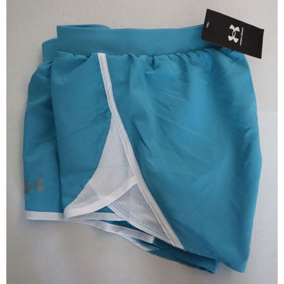 Under Armour 1350196-433 Women's Sz S Glacier Blue/White UA Fly-By 2.0 Shorts - Picture 6 of 6